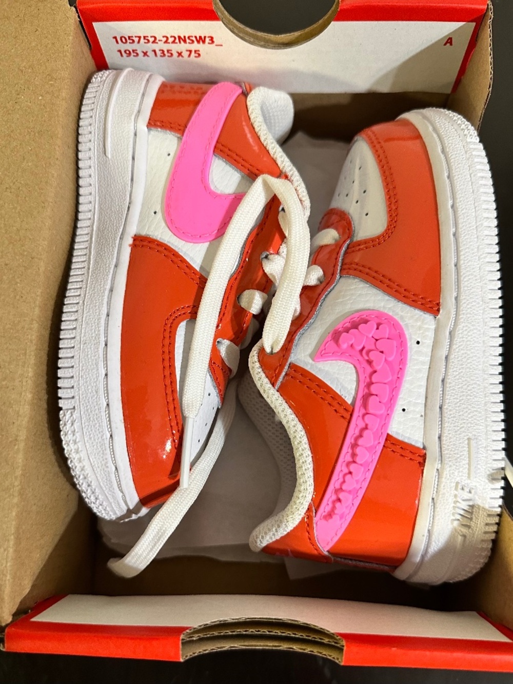 Nike Force 1 Low TD 'Valentine's Day, toddler sneakers, featuring a Picante